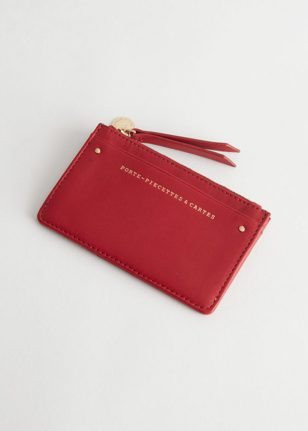 & Other Stories Leather Card Wallet Red