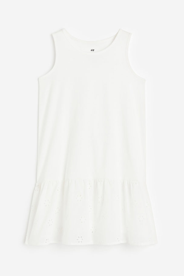 H&M Baumwollkleid in A-Linie Weiß