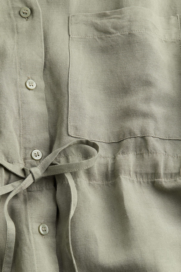 H&M Mama Before & After Linen-blend Shirt Khaki Green