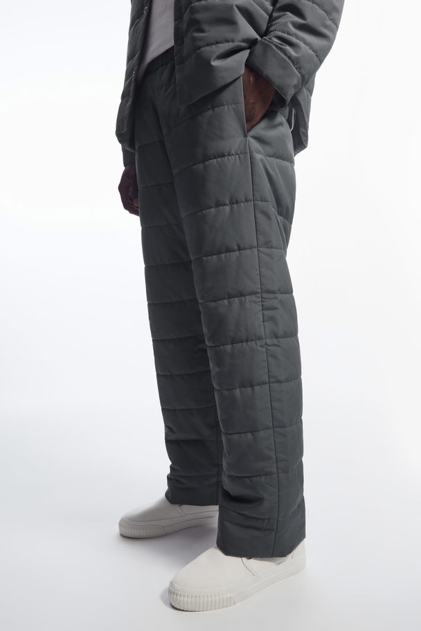 COS Quilted Padded Trousers Dark Grey