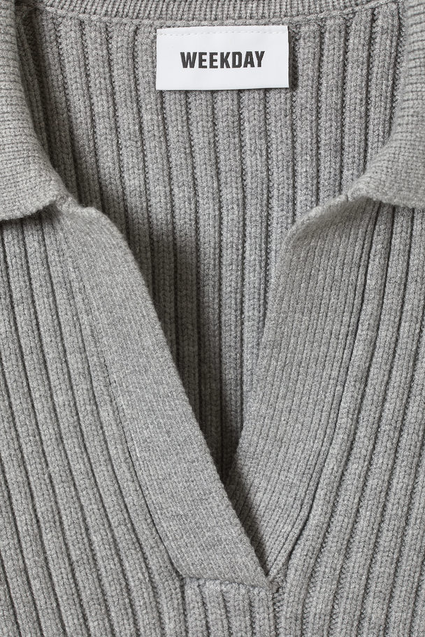 Weekday Halima Piké Rib Sweater Grey