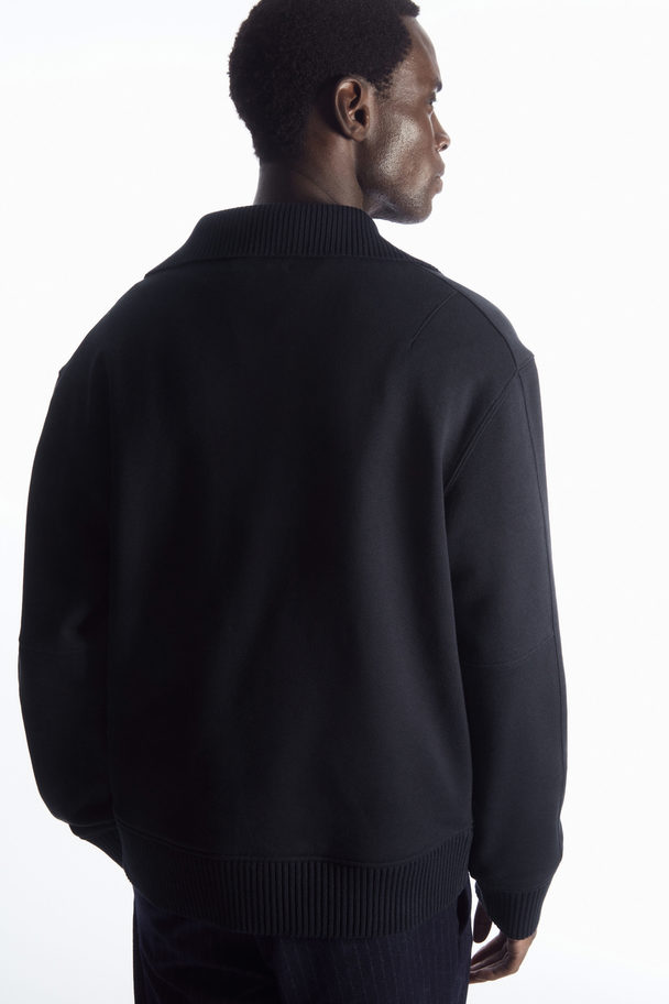 COS Funnel-neck Half-zip Sweatshirt Dark Navy