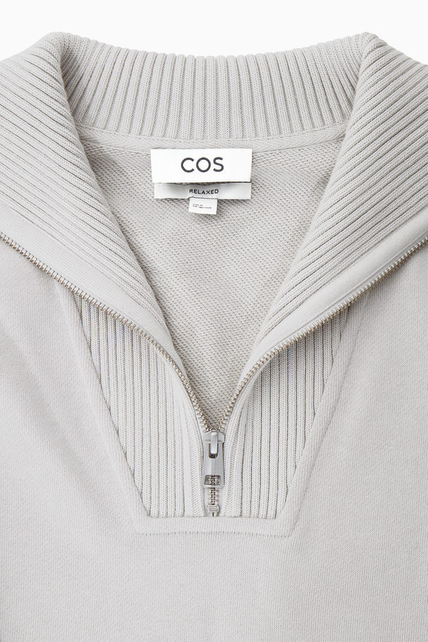 COS Funnel-neck Half-zip Sweatshirt Stone