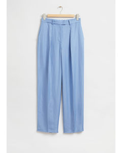 Relaxed Tailored Pleat Crease Trousers Light Blue