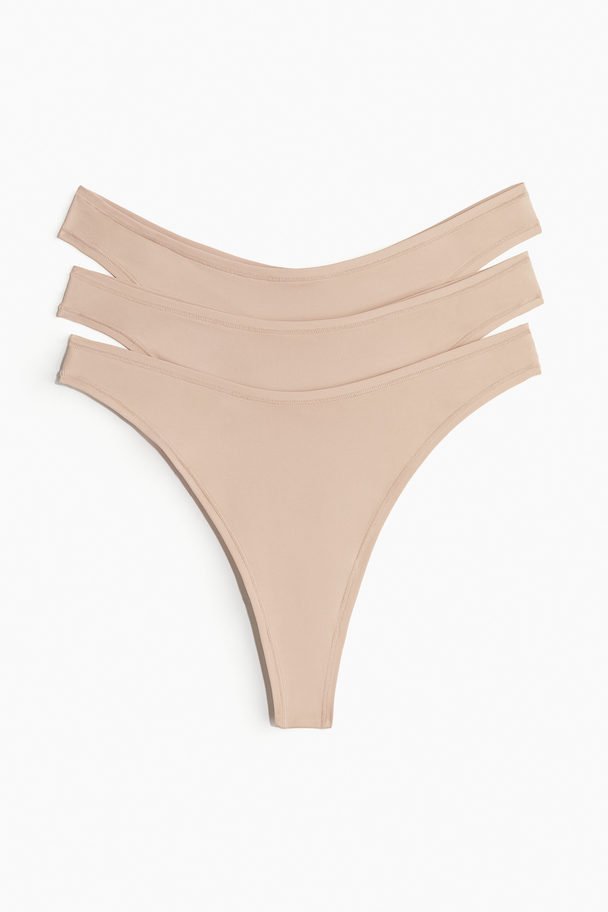 H&M 3er-Pack Tangas aus Mikrofaser Beige