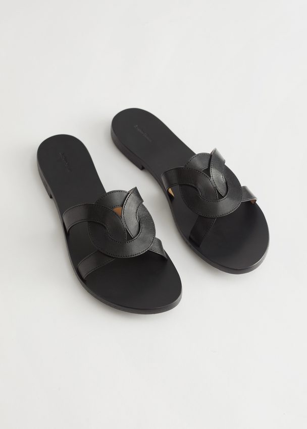 & Other Stories Woven Leather Sandals Black