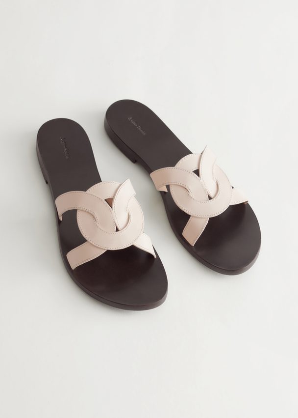 & Other Stories Woven Leather Sandals Cream