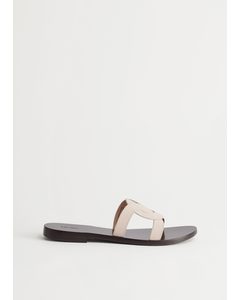 Woven Leather Sandals Cream