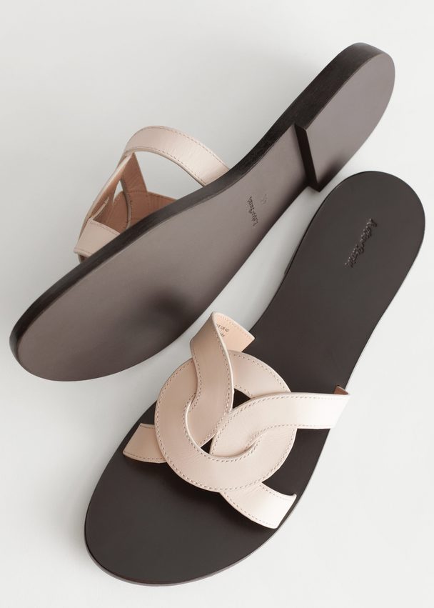 & Other Stories Woven Leather Sandals Cream