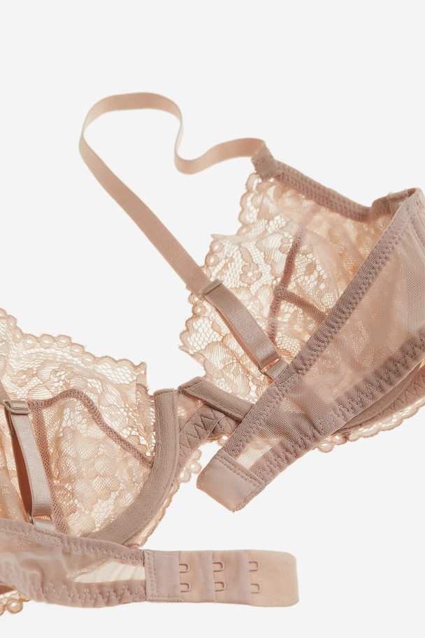 H&M 2-pack Non-padded Lace Bras Grey/light Pink