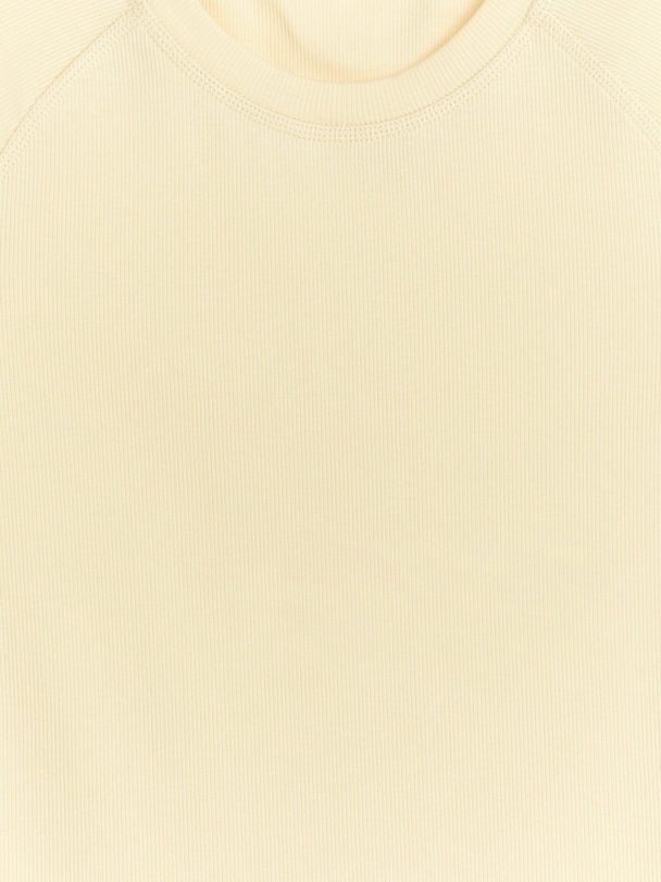ARKET Ribbed T-shirt Light Yellow