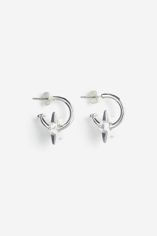 H&M Beaded Hoop Earrings Silver-coloured/stars