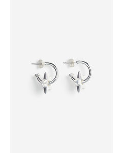 Beaded Hoop Earrings Silver-coloured/stars
