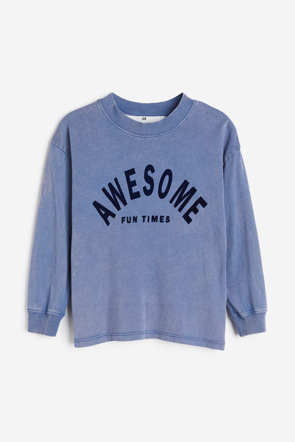 H&M Shirt Met Lange Mouwen Blauw/awesome