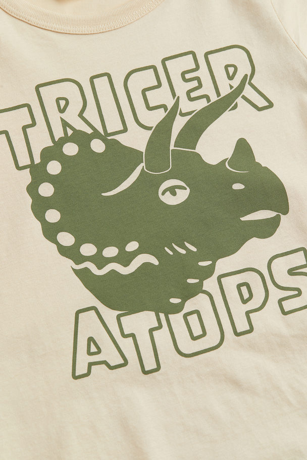 H&M T-shirt Met Print Lichtbeige/triceratops