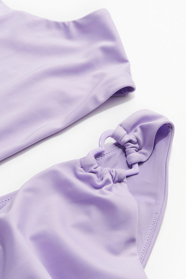 H&M One-shoulder Cut-out Swimsuit Light Purple