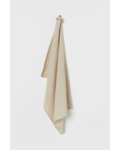 Large Linen-blend Tea Towel Light Beige