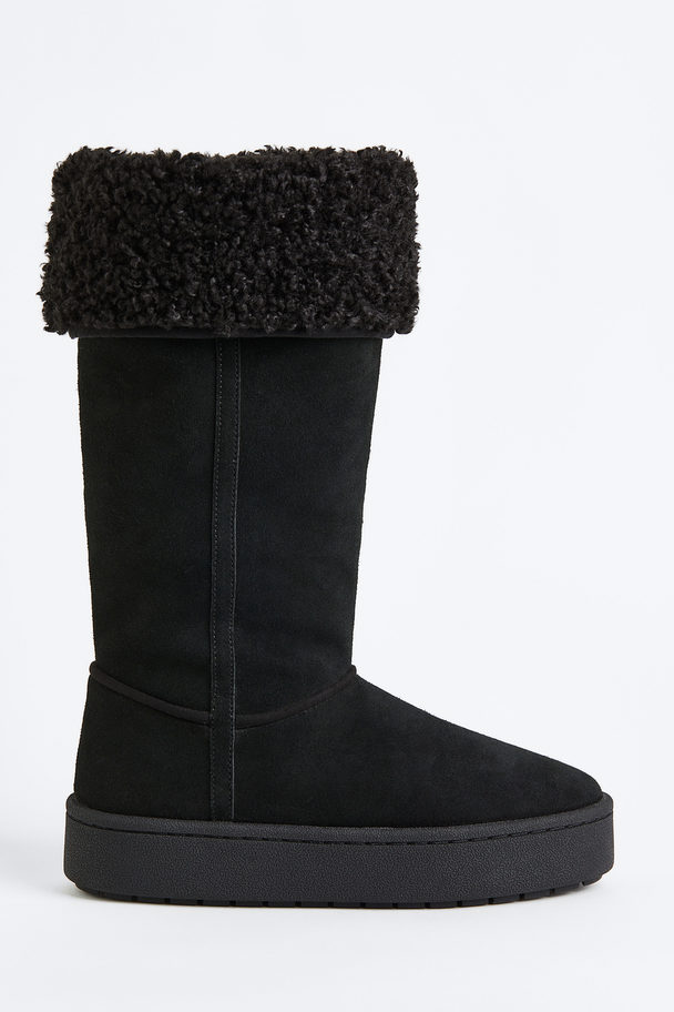 H&M Suede Boots Black
