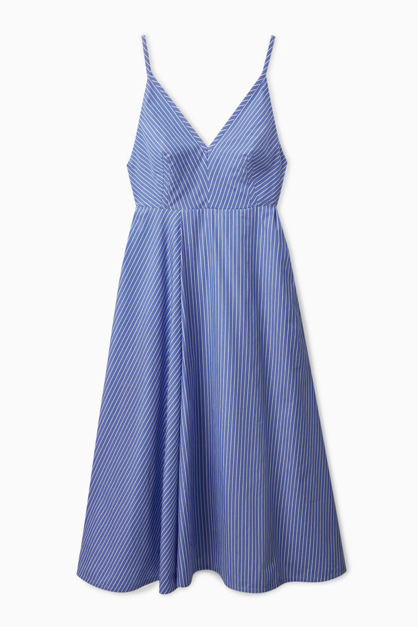 COS A-line Striped Slip Dress Light Blue / White