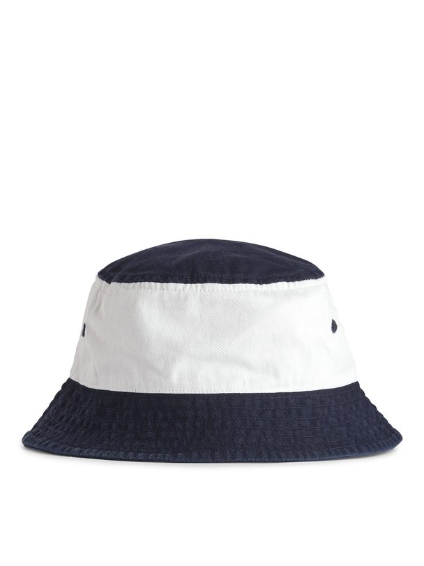 ARKET Bucket Hat Met Blokkleuren Donkerblauw/wit