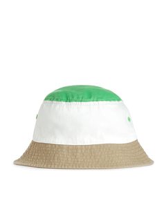 Colour-blocked Bucket Hat Green/white/beige