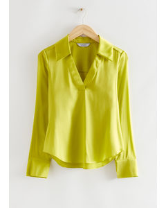 Boxy Fit Silk Shirt Lime Green