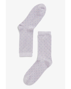 Shiny Socks Purple With Dots