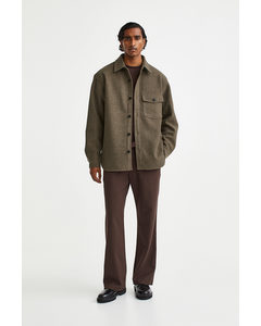 Relaxed Fit Felted Overshirt Brown Marl