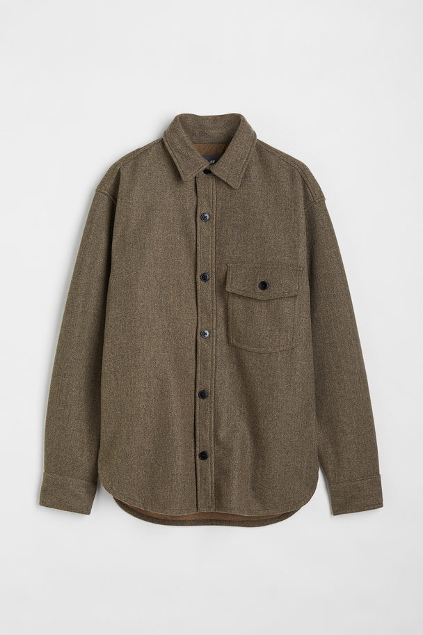 H&M Relaxed Fit Felted Overshirt Brown Marl