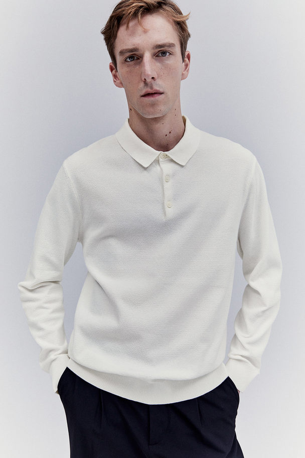 H&M Poloshirt in Regular Fit Cremefarben