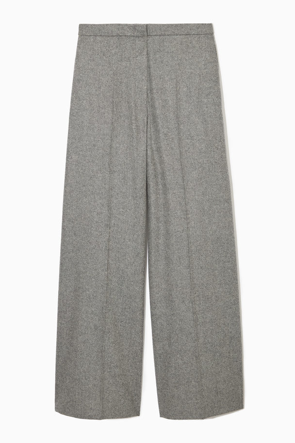 COS Wide-leg Wool-blend Trousers Grey
