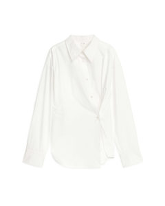 Asymmetrisk Slå Om-skjorte Hvid