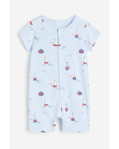 Patterned All-in-one Pyjamas Light Blue/boats