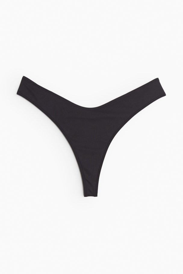 H&M Bikinihose Tanga Schwarz