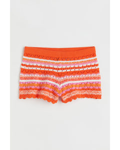 Shorts I Pointellestrik Orange/stribet