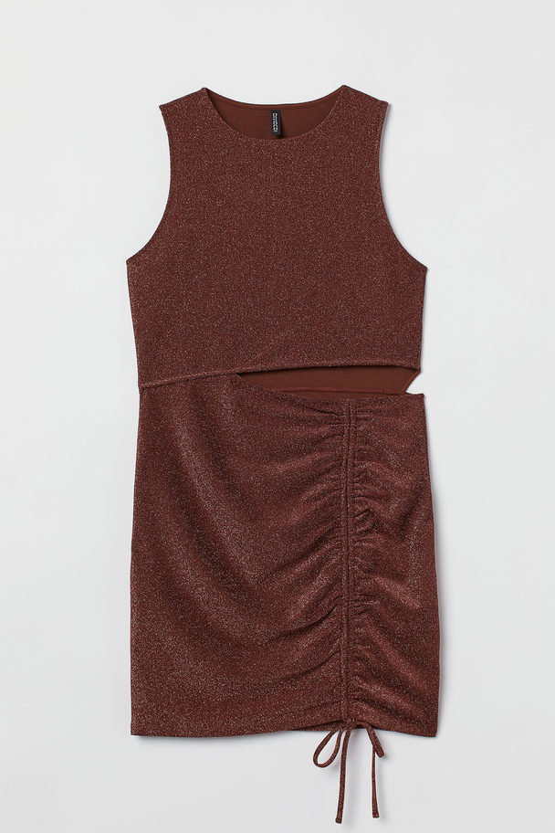 H&M H&M+ Kleid mit Cut-out Braun/Glitzer