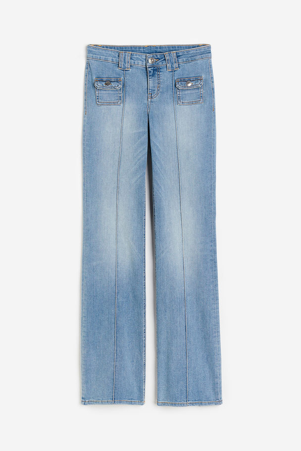 H&M Flared Low Cargo Jeans Licht Denimblauw