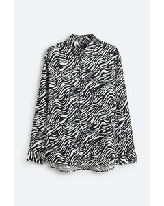 Mønstret Skjorte Regular Fit Sort/zebramønstret