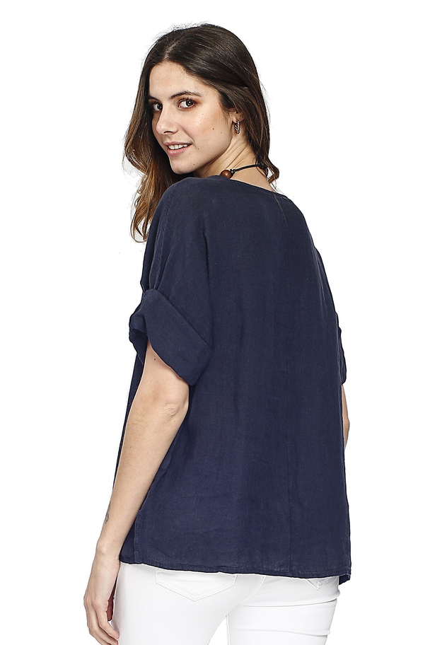 Le Jardin du Lin Pure Linen Top With Buttons On The Front