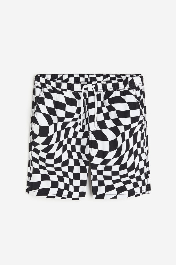 H&M Regular Fit Patterned Shorts Black/white Checked