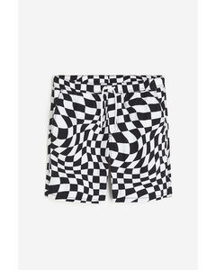 Regular Fit Patterned Shorts Black/white Checked