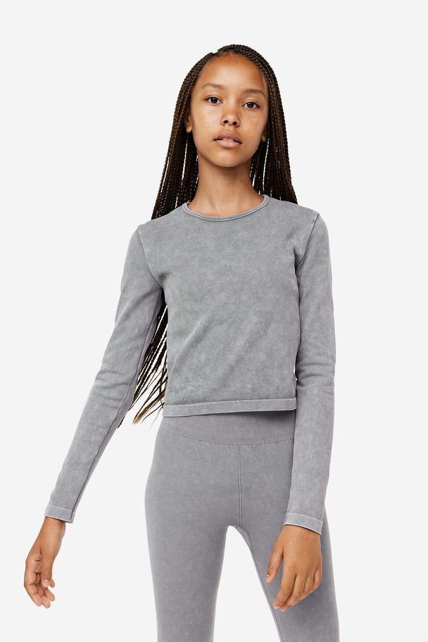 H&M Drymove™ Ribbed Sports Top Grey/washed Out
