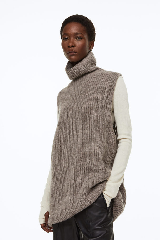 H&M Rib-knit Cashmere-blend Sweater Vest Mole