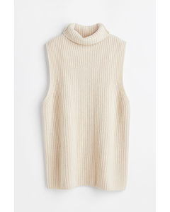 Rib-knit Cashmere-blend Sweater Vest Light Beige