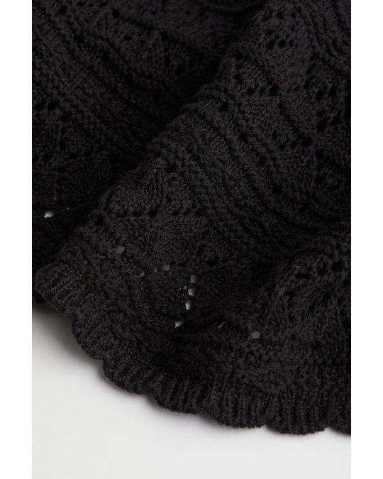 H&M Crochet-look Short Skirt Black