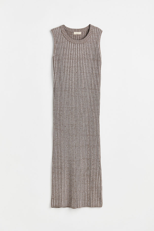 H&M Cashmere-blend Rib-knit Dress Greige Marl