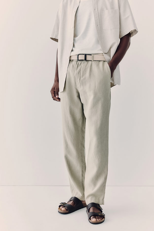 H&M Leinenhose Regular Fit Beige