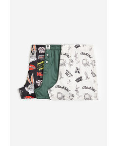 3er-Pack Boxershorts aus Satin Grün/Looney Tunes