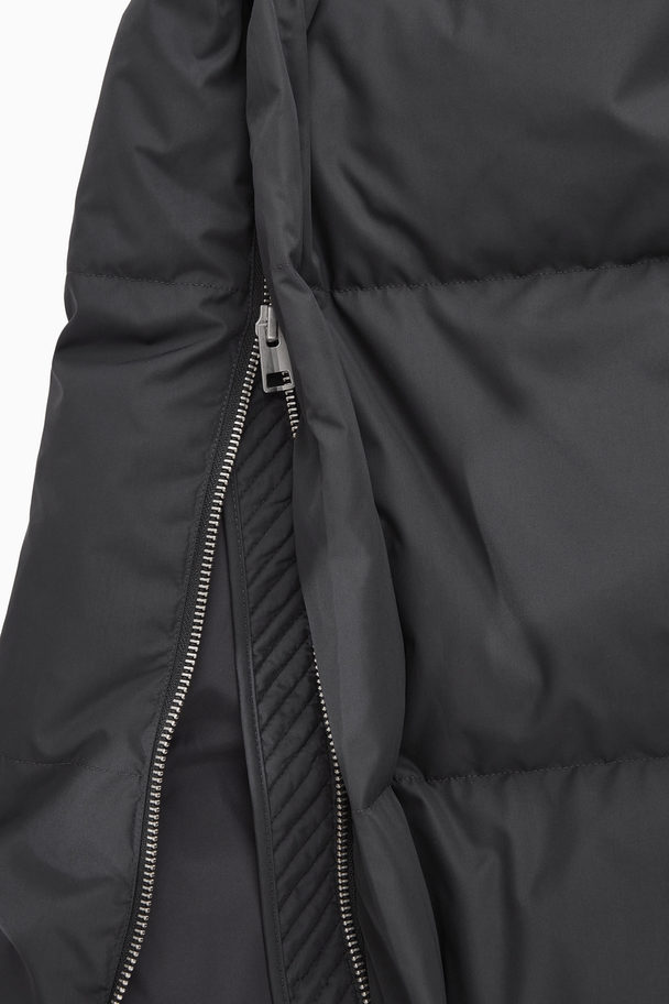 COS Hooded Recycled Down Puffer Coat Black