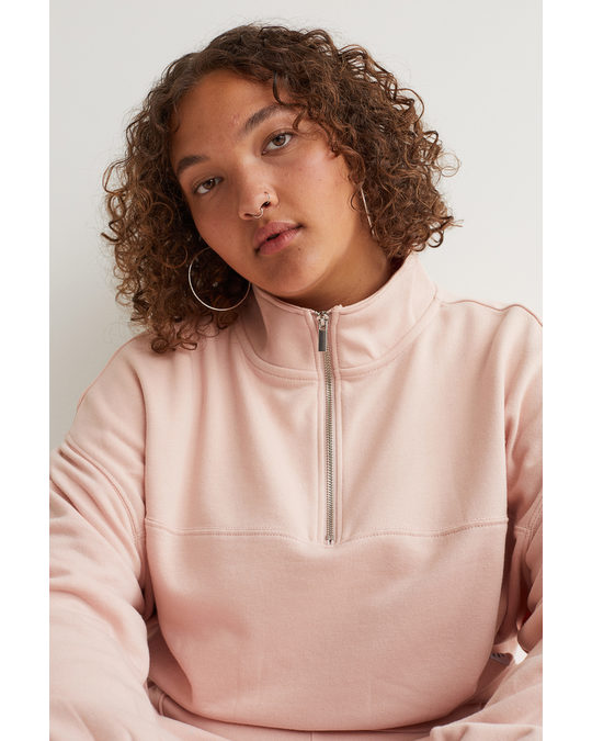 H&M H&m+ Zip-top Sweatshirt Light Pink